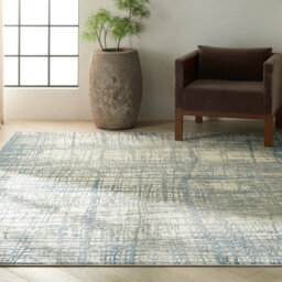 Ivory Blue Modern Easy To Clean Abstract Ruf For Bedroom Dining Room And Living Room-97Cm X 152Cm - thumbnail 2