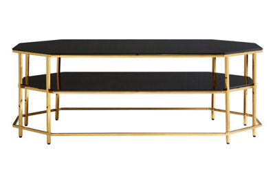 Orsina Luxe Black Tempered Glass Coffee Table, Functional Storage Of Display Table, Spacious Table With Storage - image 1