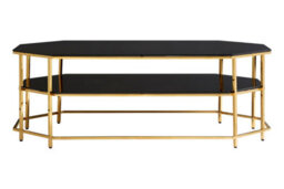 Orsina Luxe Black Tempered Glass Coffee Table, Functional Storage Of Display Table, Spacious Table With Storage