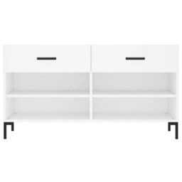 Berkfield Shoe Bench White 102X35X55 Cm Engineered Wood - thumbnail 6