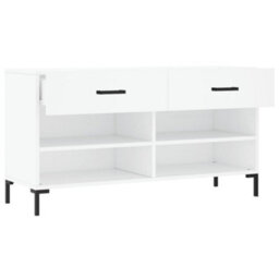 Berkfield Shoe Bench White 102X35X55 Cm Engineered Wood - thumbnail 5
