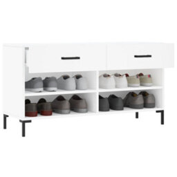 Berkfield Shoe Bench White 102X35X55 Cm Engineered Wood - thumbnail 4