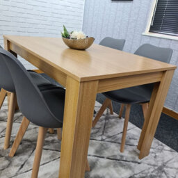 Kitchen Dining Table With 4 Chairs Dining Table Room Set 4 Wooden Oak Effect Table 4 Grey Tulip Chairs Furniture Kosy Koala - thumbnail 3