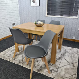 Kitchen Dining Table With 4 Chairs Dining Table Room Set 4 Wooden Oak Effect Table 4 Grey Tulip Chairs Furniture Kosy Koala - thumbnail 2