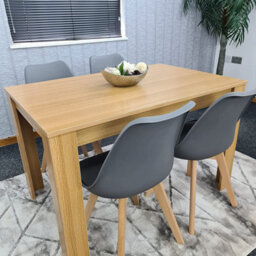 Kitchen Dining Table With 4 Chairs Dining Table Room Set 4 Wooden Oak Effect Table 4 Grey Tulip Chairs Furniture Kosy Koala - thumbnail 1