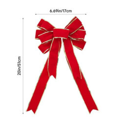 Living And Home 2-Pack Red Christmas Tree Tree Top Decoration Pendant Bow - thumbnail 7