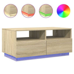 Berkfield Coffee Table With Led Lights Sonoma Oak 90X49X40 Cm - thumbnail 2