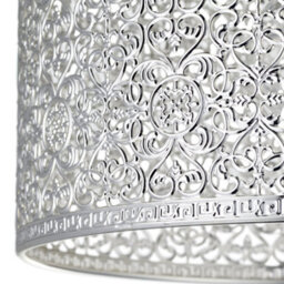 Happy Homewares Ornate Moroccan Style Decorated Shiny Silver Metal Pendant Shade 25Cm X 15Cm - thumbnail 3