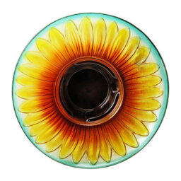 Taylor & Brown Solar Glass Bird Bath Fountain, Handpainted Sunflower, 16Inch, Outdoor Garden Décor With Metal Stand - thumbnail 7