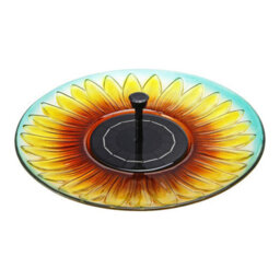 Taylor & Brown Solar Glass Bird Bath Fountain, Handpainted Sunflower, 16Inch, Outdoor Garden Décor With Metal Stand - thumbnail 3
