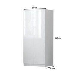 Fwstyle Stora 2 Door Double White Gloss Wardrobe Push To Open Soft Close (H) 180 (W) 80 (D) 50Cm - thumbnail 7