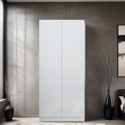 Fwstyle Stora 2 Door Double White Gloss Wardrobe Push To Open Soft Close (H) 180 (W) 80 (D) 50Cm - thumbnail 2