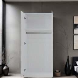 Fwstyle Stora 2 Door Double White Gloss Wardrobe Push To Open Soft Close (H) 180 (W) 80 (D) 50Cm - thumbnail 3