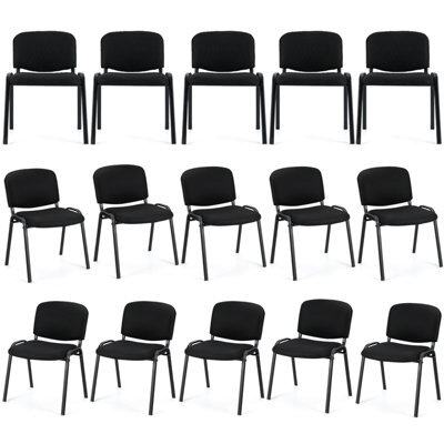 Gainoom Set Of 15 Black Waiting Room Chairs Stackable Reception Guest Chairs W/ Waterfall Seat & Metal Frame - image 1
