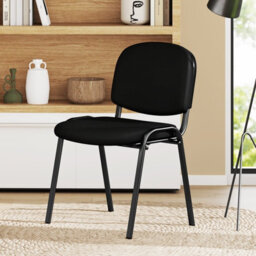 Gainoom Set Of 15 Black Waiting Room Chairs Stackable Reception Guest Chairs W/ Waterfall Seat & Metal Frame - thumbnail 3