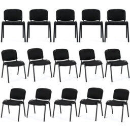 Gainoom Set Of 15 Black Waiting Room Chairs Stackable Reception Guest Chairs W/ Waterfall Seat & Metal Frame - thumbnail 1