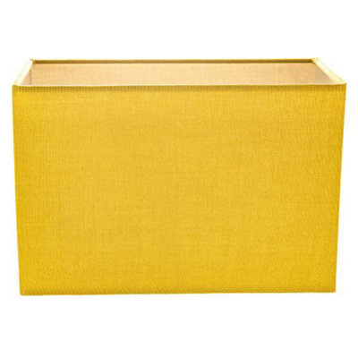 Happy Homewares Contemporary And Stylish Vivid Mustard Ochre Linen Fabric Rectangular Lamp Shade - image 1
