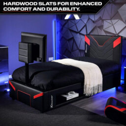 X Rocker Cerberus Twist Single Tv Gaming Bed With Mattress - Black / Red - thumbnail 8