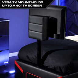X Rocker Cerberus Twist Single Tv Gaming Bed With Mattress - Black / Red - thumbnail 5