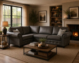 SC FURNITURE LIMITED Dark Grey Fabric Corner Sofa 1C2 Left Hand Facing Oldham - thumbnail 1