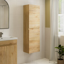 Aveli 1200mm Wall Mounted Tall Bathroom Cabinet Unit Storage Furniture Soft Close Oak - thumbnail 1