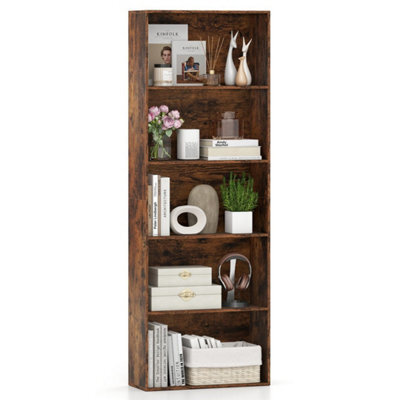 Brown 5Tier Bookshelf Open Bookcase Freestanding Display Shelf For Living Room - image 1