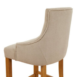 The Furniture Market Luxury Natural Oatmeal Fabric Scoop Back Kitchen Counter Bar Stool Quilted Button Back Stud Detailing Solid Wood Frame - thumbnail 7