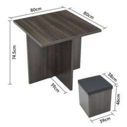 Living And Home Dining Table And Chairs Set Grey Wooden Table And 4 Storage Stools Dining Set - thumbnail 6