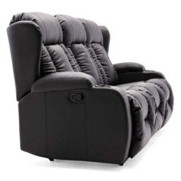 More4Homes Caesar Manual Recliner Bonded Leather 2+3 Seater Sofa Set (Black) - thumbnail 4