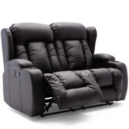 More4Homes Caesar Manual Recliner Bonded Leather 2+3 Seater Sofa Set (Black) - thumbnail 6