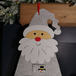 Samuel Alexander 45Cm X 115Cm Felt Santa Advent Calendar Christmas Decoration In Grey - thumbnail 8