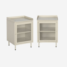 Sweeek - Set Of 2 Industrial Cream Metal Bedside Tables With 1 Mesh Door 40 X 37 X 585 Cm - Ohio - thumbnail 1
