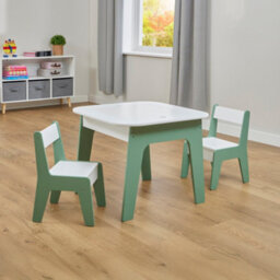Liberty House Toys Kid's Whie & Green 4-In-1 Play Table And Two Chairs Set - thumbnail 5