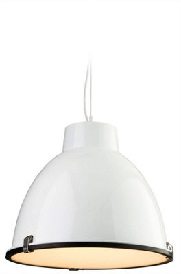 Luminosa Lighting Luminosa Manhattan 1 Light Dome Ceiling Pendant White, Frosted Glass, E27