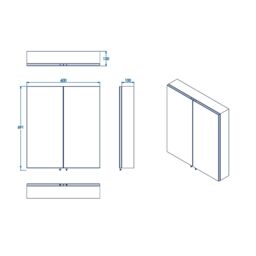 Croydex Dawley Matt Black Wall-Mounted Double Bathroom Cabinet (H) 670mm (W) 600mm (D) 12Cm - thumbnail 7
