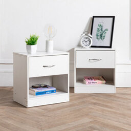 Home Treats 1 Drawer Bedside Table White (Set Of 1) - thumbnail 2