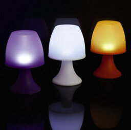 Set Of 3 Night Mood Lights - Battery Operated Portable Indoor Lamps In White, Orange & Purple - H19 X 12.5Cm Diameter - thumbnail 5