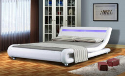 Comfy Living 4Ft6 Mallorca Led Faux Leather Bed Frame White