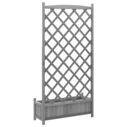 Berkfield Elegant Planter With Trellis Grey Solid Wood Fir - thumbnail 6