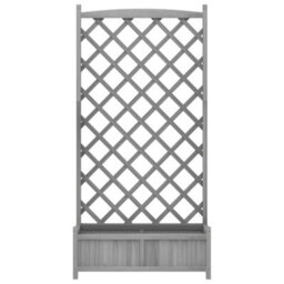 Berkfield Elegant Planter With Trellis Grey Solid Wood Fir - thumbnail 4