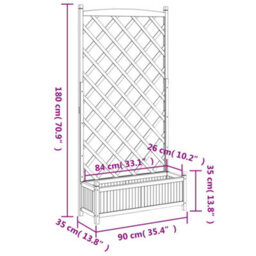 Berkfield Elegant Planter With Trellis Grey Solid Wood Fir - thumbnail 8