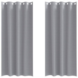 Berkfield Curtains With Curtains 2 Pcs Light Grey 260 X 140 Cm Polyester - thumbnail 2