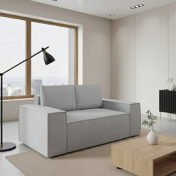 Malaga Small Mdf Sofa Bed With Sleeping Function Dl Fold Out Seat Storage Compartment 188X94X104Cm Light Grey - thumbnail 2