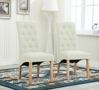 Mcc Direct Deluxe High Back Fabric Dining Chairs Cream - image 1