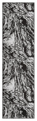 Obsidian Modern Low Pile Area Rug - Whirlpool Design Grey 60Cm X 220Cm - image 1