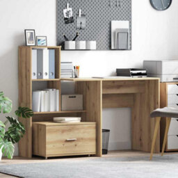 Berkfield Modern With Drawer Artisan Oak 131.5 X 50 X 106.5 Cm Engineered Wood - thumbnail 2