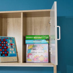 Home Source Marsden White Single Mid Sleeper Cabin Bed With Storage Drawers Shelving Unit And Hidden Desk - thumbnail 8