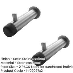 Loops 2 Pack Satin Stainless Steel Buffered Hat And Coat Hook - 75mm Durable Design - Wall Mounted Clothing Hook - thumbnail 2
