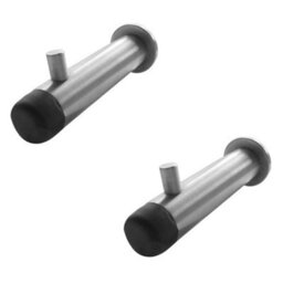 Loops 2 Pack Satin Stainless Steel Buffered Hat And Coat Hook - 75mm Durable Design - Wall Mounted Clothing Hook