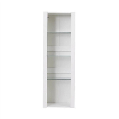 White Matt Body & White High Gloss Fronts Tall Cabinet Bookcase Display Shelf Unit - image 1